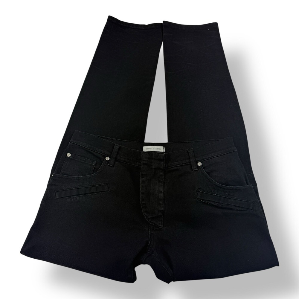 Pierre Balmain Black Biker Jeans Men's‎ Size 36x35 Cotton Elastane Tapered Fit